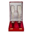 International Gift German Silver Wine Glass with Beautiful Velvet Box Packing and with Carry Bag (Set of 2 Pieces Glass / 28 Centimeters)