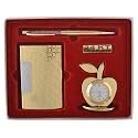 INTERNATIONAL GIFT Gold Plated Pen, Card Holder, Clock