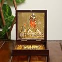 INTERNATIONAL GIFT Gold Plated Ram Idol with Mandir Farme &amp; Charan Paduka Box | for Pooja, Blessing &amp; Return Gift Showpiece