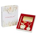 INTERNATIONAL GIFT Golden Pen, Visiting Card Holder, Apple Shape Clock and Key Ring with Carry Bag