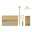INTERNATIONAL GIFT Golden Pen, Visiting Card Holder, Paper Weight and Keyring with Carry Bag (Set of 5 Piece)