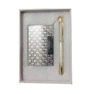 international gift silver ball pen and silver visiting card holder set of 2 pics silver
