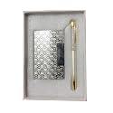 INTERNATIONAL GIFT® Silver Ball Pen and Silver Visiting Card Holder (Set of 2 Pics, Silver)