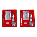 INTERNATIONAL GIFT Silver Plated Pen, Visiting Card Holder and HAndwatch with Carry Bag (Set of 2 Piece)