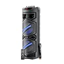 Intex Thriller 1100 Trolley Speaker | 110W Sound Output | Rechargeable Battery | Karaoke Wireless Mic | Mobile Holder | RGB Lights | FM/USB/AUX/BT Playback | 8" Woofer (Black)