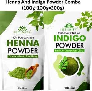 intimify herbal henna powder and indigo powder combo- for natural black  shiny hair 200 g