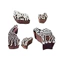 Intricate Motif Camel and Animal Wood Stamps for Printing (Set of 5)