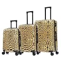 InUSA Cheetah Print Luggage with Spinner Wheels | Durable Lightweight Hardside Suitcase | Travel Bag with Handle and Trolley | (20in, 24in, 28in) 3 Piece Set