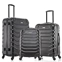 InUSA ENDURANCE Luggage with Spinner Wheels | Spacious Durable Lightweight Hardshell Suitcase, Travel Sets with Handle and Trolley | (20in, 24in, 28in) 3 Piece Luggage Set | Black