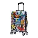 InUSA Hollywood Print Luggage with Spinner Wheels | Durable Lightweight Hardside Suitcase | Travel Bag with Handle and Trolley | 20 Inch Carry-On Spinner Luggage