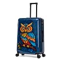InUSA Owl Print 28-Inch Hardside Spinner Luggage Lightweight &amp; TSA Lock
