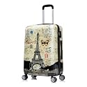 InUSA Paris Print Luggage with Spinner Wheels | Durable Lightweight Hardside Suitcase | Travel Bag with Handle and Trolley | 24-Inch Medium Checked luggage