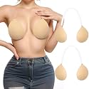 Invisible Adhesive Push-Up Bra Sticky Strapless Bra with Clear Halter Strap
