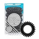 invisibobble Power Traceless Spiral Hair Ties - 5 Pack - True Black - Strong Elastic Grip Coil Hair Accessories for Active Women - No Kink, Non Soaking - Gentle for Girls Teens and Thick Hair