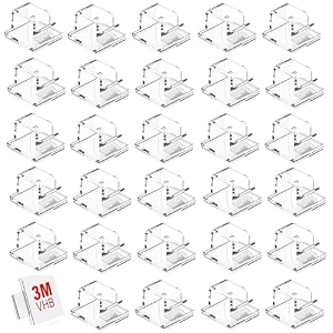 40pcs cable clips with strong self-adhesive small r shape cable management tv pc wire holder sticky tidy and organizer cord and wires clips birthday and diwali light clips - clear 1