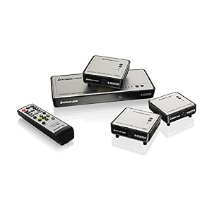 iogear long range wireless hdmi matrix with multicast amp 2 additional receivers gwhdms52mbk3
