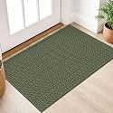 IOHOUZE Small Area Rug 2x3 Washable Woven Rugs for Entryway Non Slip Rubber Backed Front Door Rugs Indoor Doormat Throw Rug Floor Carpet for Entrance Kitchen, Dark Moss Green/Mint Green