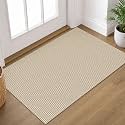 IOHOUZE Small Area Rug 2x3 Washable Woven Rugs for Entryway Non Slip Rubber Backed Front Door Rugs Indoor Doormat Throw Rug Floor Carpet for Entrance Kitchen, Cream/Beige