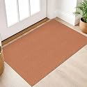 IOHOUZE Small Area Rug 2x3 Washable Woven Rugs for Entryway Non Slip Rubber Backed Front Door Rugs Indoor Doormat Throw Rug Floor Carpet for Entrance Kitchen, Rust Red/Natural