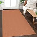 IOHOUZE Washable Area Rug 3x5 Non Slip Rubber Backed Woven Rugs for Entryway Rugs Indoor Outdoor Doormat Throw Rug Floor Carpet for Entrance Kitchen Front Door, Rust Red/Natural