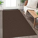 IOHOUZE Washable Area Rug 3x5 Non Slip Rubber Backed Woven Rugs for Entryway Rugs Indoor Outdoor Doormat Throw Rug Floor Carpet for Entrance Kitchen Front Door, Brown