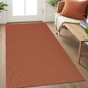 IOHOUZE Washable Area Rug 3x5 Non Slip Rubber Backed Woven Rugs for Entryway Rugs Indoor Outdoor Doormat Throw Rug Floor Carpet for Entrance Kitchen Front Door, Burnt Orange/Tan