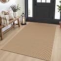 IOHOUZE Washable Area Rug 4x5 Non Slip Rubber Backed Woven Indoor Outdoor Rugs for Entryway Bedroom Rug Kitchen Floor Throw Carpet for Entrance Living Room, Orange/Tan/Brown