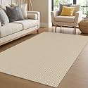IOHOUZE Washable Area Rug 4x6 Non Slip Rubber Backed Woven Rugs for Entryway Indoor Bedroom Rugs Kitchen Rug Floor Throw Carpet for Entrance Front Door Living Room, Cream/Beige
