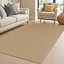 IOHOUZE Washable Area Rug 4x6 Non Slip Rubber Backed Woven Indoor Outdoor Rugs for Entryway Bedroom Rug Kitchen Floor Throw Carpet for Entrance Living Room, Orange/Tan/Brown