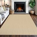 IOHOUZE Washable Area Rug 5x7 Non Slip Rubber Backed Rugs for Living Room, Dining Room Rugs Bedroom Rug, Woven Indoor Floor Carpet for Living Room Nursery, Warm Beige/Orange/Apricot