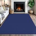IOHOUZE Washable Area Rug 5x7 Non Slip Rugs for Living Room, Dining Room Rugs Bedroom Rug, Woven Braided Indoor Floor Carpet for Living Room Nursery Office, Royal Blue/Navy