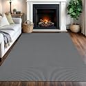 IOHOUZE Washable Area Rug 5x7 Non Slip Rubber Backed Rugs for Living Room, Dining Room Rugs Bedroom Rug, Woven Indoor Floor Carpet for Living Room Nursery Office, Dark Grey