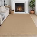 IOHOUZE Washable Area Rug 5x7 Non Slip Rubber Backed Woven Rugs for Living Room, Dining Room Rugs Bedroom Rug, Floor Carpet for Living Room Nursery Office, Orange/Tan/Brown