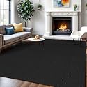 IOHOUZE Washable Area Rug 6x9 Non Slip Rubber Backed Rugs for Living Room, Dining Room Rugs Bedroom Rug, Woven Indoor Floor Carpet for Living Room Nursery Office, Black/Grey