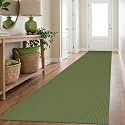 IOHOUZE Washable Exrea Long Hallway Runner Rug 3x16 Non Slip Rubber Backed Kitchen Runner Entryway Runner Indoor, Woven Rugs Floor Carpet for Kitchen Hall Entryway, Olive Green/Earthy Green