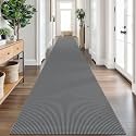 IOHOUZE Washable Exrea Long Hallway Runner Rug 3x20 Non Slip Rubber Backed Kitchen Runner Entryway Runner Indoor, Woven Rugs Floor Carpet for Kitchen Hall Entryway Stair, Dark Grey