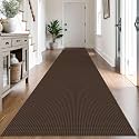 IOHOUZE Washable Exrea Long Hallway Runner Rug 3x14 Non Slip Rubber Backed Kitchen Runner Entryway Runner Indoor, Woven Rugs Floor Carpet for Kitchen Hall Entryway Stair,Brown