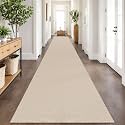 IOHOUZE Washable Exrea Long Hallway Runner Rug 3x18 Non Slip Rubber Backed Kitchen Runner Entryway Runner Indoor, Woven Rugs Floor Carpet for Kitchen Hall Entryway, Cream/Beige