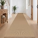 IOHOUZE Washable Exrea Long Hallway Runner Rug 2.6x14 Rubber Backed Kitchen Runner Entryway Runner Indoor, Woven Rugs Floor Carpet for Kitchen Hall Entryway Stair, Orange/Tan/Brown