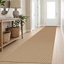 IOHOUZE Washable Exrea Long Hallway Runner Rug 2.6x16 Rubber Backed Kitchen Runner Entryway Runner Indoor, Woven Rugs Floor Carpet for Kitchen Hall Entryway Stair, Orange/Tan/Brown