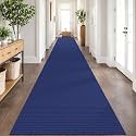 IOHOUZE Washable Exrea Long Hallway Runner Rug 3x20 Non Slip Rubber Backed Kitchen Runner Entryway Runner Indoor, Woven Rugs Floor Carpet for Kitchen Hall Entryway, Royal Blue/Navy