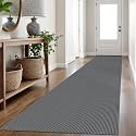 IOHOUZE Washable Exrea Long Hallway Runner Rug 3x16 Non Slip Rubber Backed Kitchen Runner Entryway Runner Indoor, Woven Rugs Floor Carpet for Kitchen Hall Entryway Stair, Dark Grey