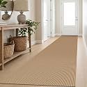 IOHOUZE Washable Exrea Long Hallway Runner Rug 3x16 Non Slip Rubber Backed Kitchen Runner Entryway Runner Indoor, Woven Rugs Floor Carpet for Kitchen Hall Entryway Stair, Orange/Tan/Brown