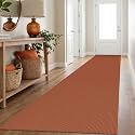 IOHOUZE Washable Exrea Long Hallway Runner Rug 3x16 Non Slip Rubber Backed Kitchen Runner Entryway Runner Indoor, Woven Rugs Floor Carpet for Kitchen Hall Entryway, Burnt Orange/Tan