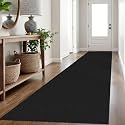 IOHOUZE Washable Exrea Long Hallway Runner Rug 3x16 Non Slip Rubber Backed Kitchen Runner Entryway Runner Indoor, Woven Rugs Floor Carpet for Kitchen Hall Entryway Stair, Black/Grey