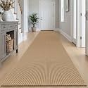 IOHOUZE Washable Exrea Long Hallway Runner Rug 3x14 Non Slip Rubber Backed Kitchen Runner Entryway Runner Indoor, Woven Rugs Floor Carpet for Kitchen Hall Entryway Stair, Orange/Tan/Brown
