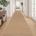 IOHOUZE Washable Exrea Long Hallway Runner Rug 3x18 Non Slip Rubber Backed Kitchen Runner Entryway Runner Indoor, Woven Rugs Floor Carpet for Kitchen Hall Entryway Stair, Orange/Tan/Brown