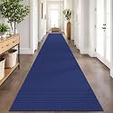 IOHOUZE Washable Exrea Long Hallway Runner Rug 3x18 Non Slip Rubber Backed Kitchen Runner Entryway Runner Indoor, Woven Rugs Floor Carpet for Kitchen Hall Entryway, Royal Blue/Navy