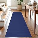 IOHOUZE Washable Runner Rug 2.6x8 Non Slip Rubber Backed Wide Hallway Runner Entryway Runner Indoor, Kitchen Rugs Woven Cotton Floor Carpet for Hall Entrance Bedroom, Royal Blue/Navy