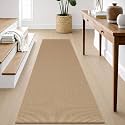 IOHOUZE Washable Runner Rug 2.6x8 Non Slip Rubber Backed Wide Hallway Runner Entryway Runner Indoor, Kitchen Rugs Woven Cotton Floor Carpet for Hall Bedroom, Orange/Tan/Brown